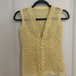 Yellow Mid-Century Lace Sleeveless Top